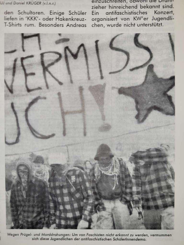 Artefakt eines Zeitungsartikels über eine Antifa-Demo in den 90ern in Königs-Wusterhausen